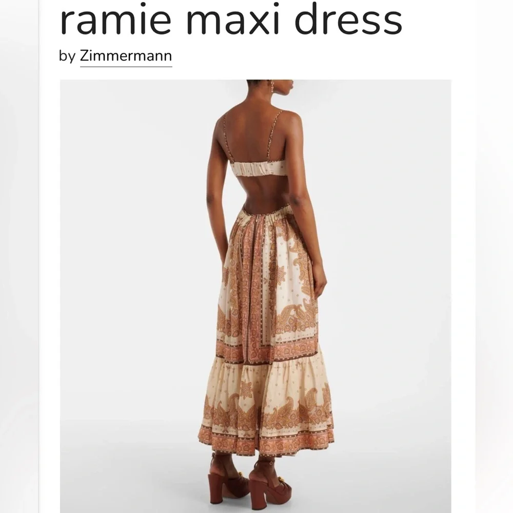 Zimmermann Cream and Brown Paisley Maxi dress - Picture 3 of 9